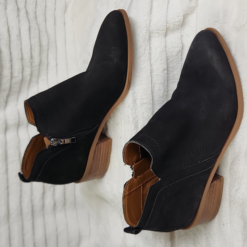 Franco Sarto Laslo Black Leather Ankle Booties, Size 6